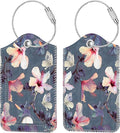 Fintie Luggage Tags, Privacy Cover ID Label with Stainless Steel Loop and Address Card for Travel Bag Suitcase - Blooming Hibiscus (2 Piece)