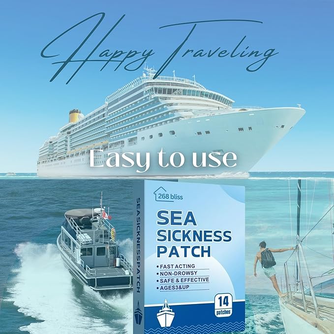 Sea Sickness Patch for Cruise - Cruise Must Haves - Cruise Ship Essentials for Carnival, Princess, Norwegian, Holland America, MSC & Major Cruise Lines-Travel Essentials for Adults and Kids