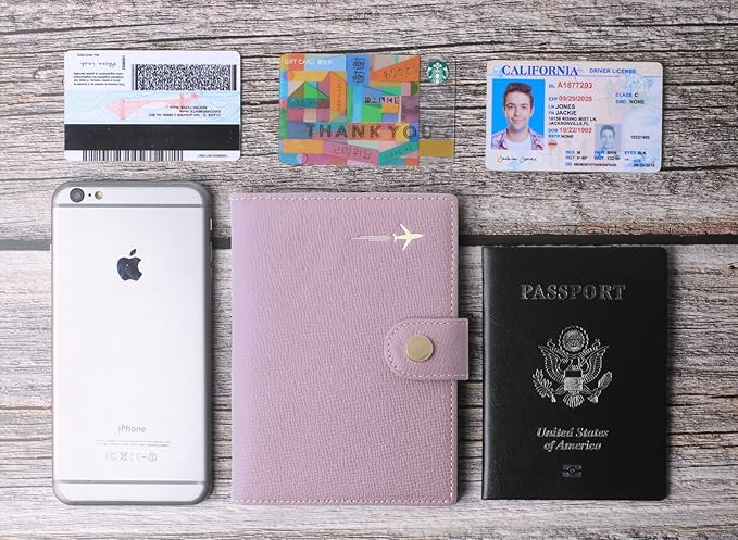 Genuine Leather Passport Case, RFID Passport Cover with Credit Card Holder for Women and Men Family ID Travel