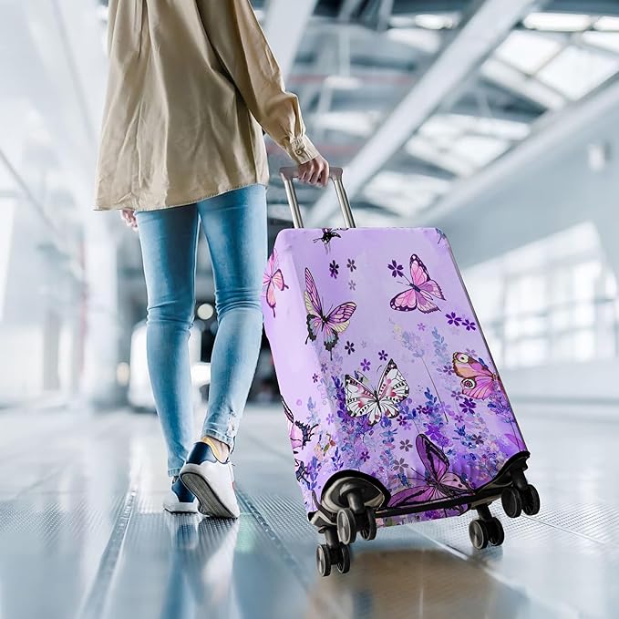 Travel Luggage Cover Suitcase Protector Fits 18-32 Inch Wheel Covers PatternedTravel Related Items Flower Luggage Protector Elastic L