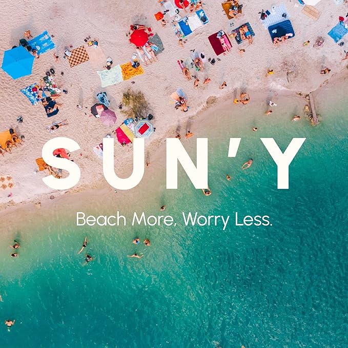 SUN'Y Waffle Microfiber Beach Towel – Sand Free, Quick Dry, Ultra Absorbent, Lightweight & Compact Travel Towel with Carry Bag - Large (63” x 31.5”), Huntington