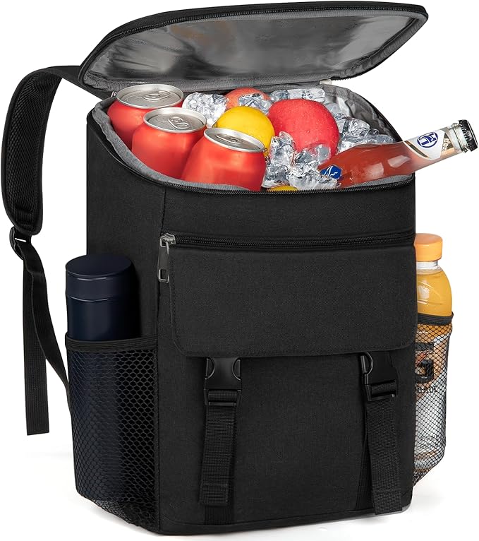 Cooler Backpack Soft Insulated Leak Proof 50 Cans Insulated Backpack Cooler Portable Picnic Camping Beach Hiking BBQ Lunch Backpack for Men and Women - Black