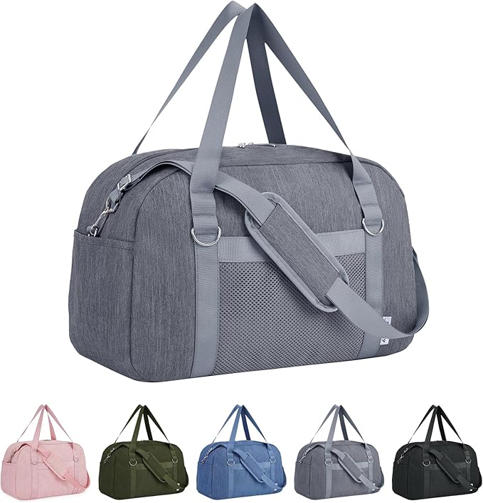 Narwey For Spirit Airlines Personal Item Bag 18x14x8, Small Duffle Bag for Travel, Duffel Bag for Traveling, Carry on Bag for Airplanes Underseat Overnight for Women and Men (Grey)
