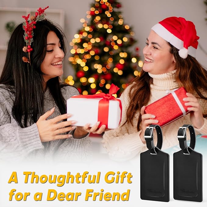 Travelambo Luggage Tags for Suitcases Faux Leather Privacy Protection 26 Pack Bag Tags Travel Accessories Essential, Black