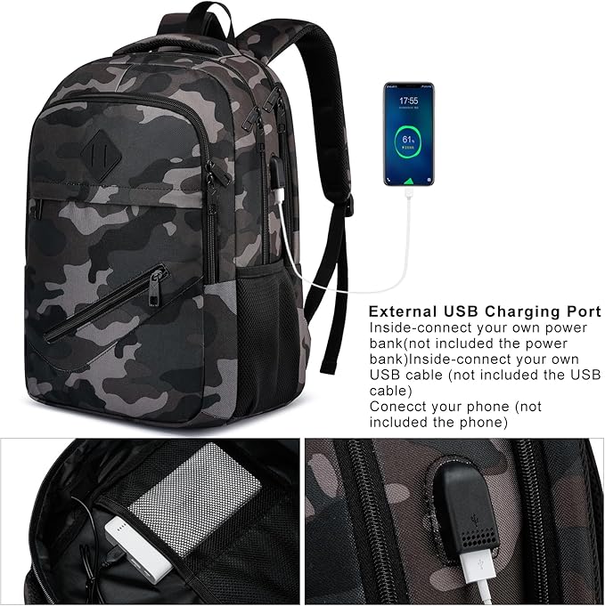 Backpack for Boys Men, School Backpack for Teens Girls, Lightweight Casual High School Bookbag, Daily-use Travel Laptop Backpack with USB Charging Port Fits 15.6 Inch Notebook