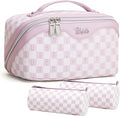 BOYATU Travel Makeup Bag Cosmetic Bags for Women: 3 Pcs Set Portable Make up Bag with Handle - Vegan Leather Toiletry Bags with Compartments - Makeup Organizer for Travel Essentials(02-Purple)