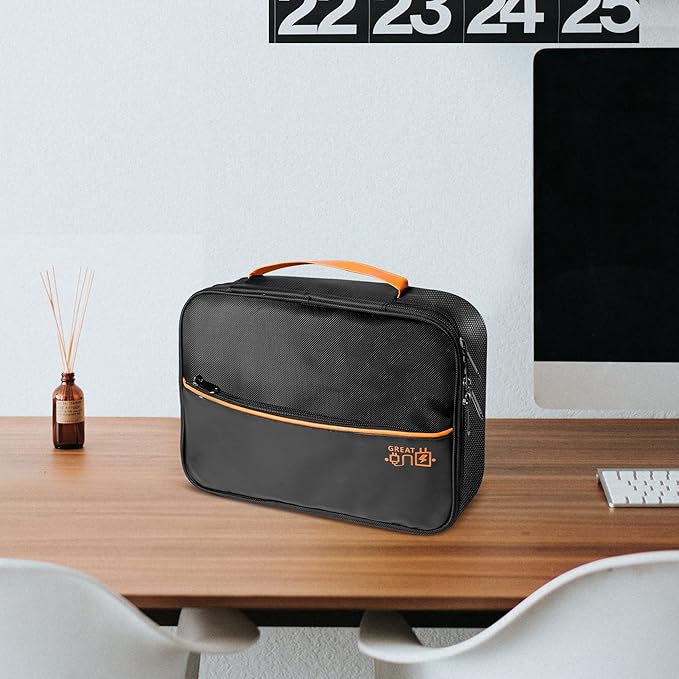 Electronics Travel Organizer, Large Double Layer Portable Waterproof Travel Organizer Bag for Charging Cable Storage, Ipad, Power Bank, Business and School ,5pcs Cable Ties-Black