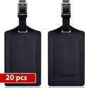 Travelambo Luggage Tags for Suitcases Faux Leather Privacy Protection 20 Pack Bag Tags Travel Accessories Essential, Black