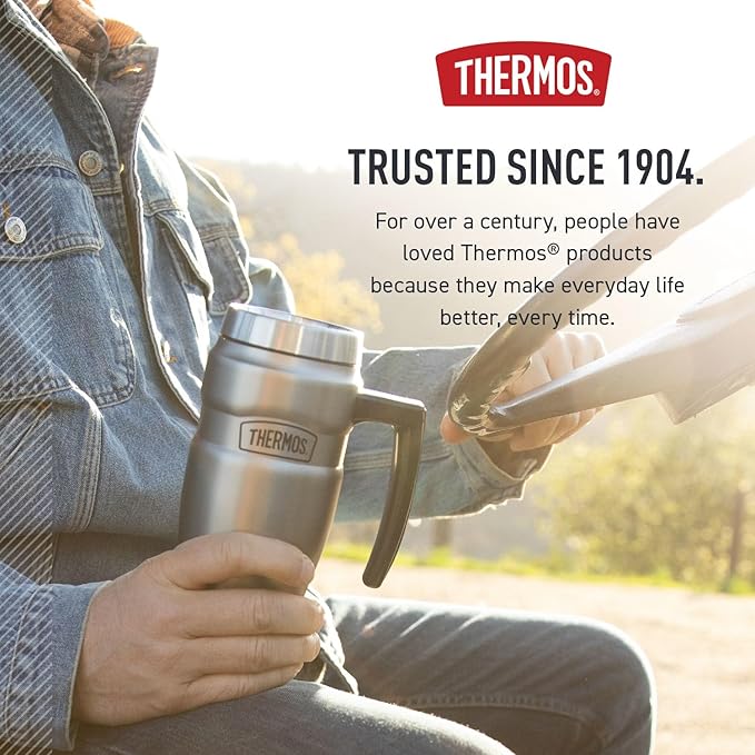 THERMOS Stainless King Vacuum-Insulated Travel Mug, 16 Ounce, Matte Stainless Steel