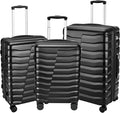 Lightweight Luggage with Spinner Wheels & YKK Zipper, Hard Shell 3-Piece Suitcase ABS+PC Hardside Luggage Set with TSA Lock for Men Travel, Black (20+24+28 inch)