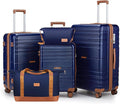 Luggage Sets with spinner wheels, PC+ABS Hard Shell Travel Luggage,Lightweight Carry-on suitcases with TSA Lock,YKK Zippers (Navy, 5 piece sets(20/24/28/DB/TB))