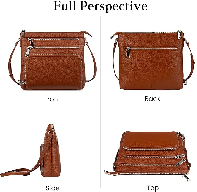 befen Genuine Leather Crossbody Bags for Women, Lightweight Medium Anti-Theft Shoulder Purse with Built in RFID Wallet