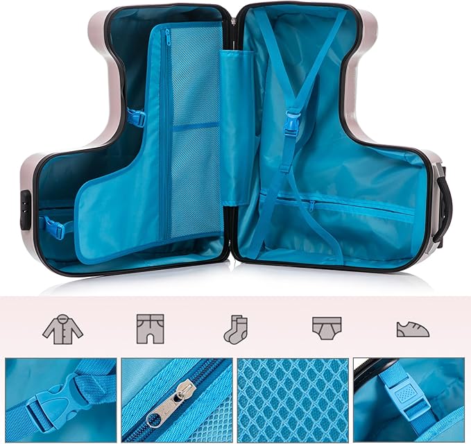 Apelila Checked Luggage for Kids - 24 Inch Ride On Horse Suitcase, Airplane Travel Trunk with Wheels, Pull Along Carry On Storage for Boys & Girls Ages 2-8, Ideal for 3-5 Day Trips, Check-In Only