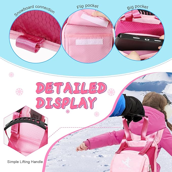 Children’s Ski Harness Trainer Snowboard Anti-fall Traction Belt Beginner Ski Auxiliary Bag with Safety Belt Kid’s Ski Backpack with Speed Control Harness