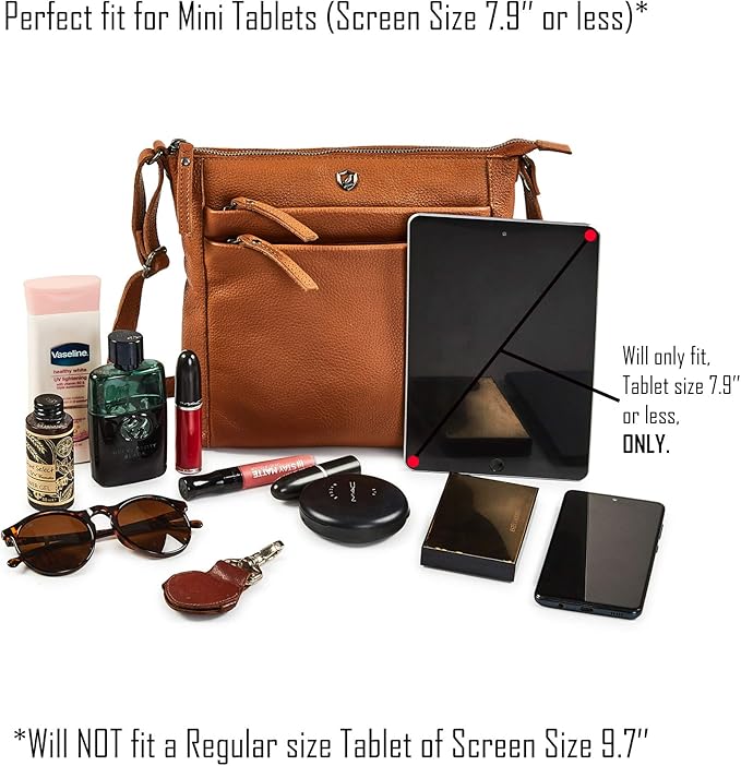 Small Soft Genuine Leather Crossbody Purse Women’s Sling Crossover Shoulder Travel Handbag with Triple Zipper