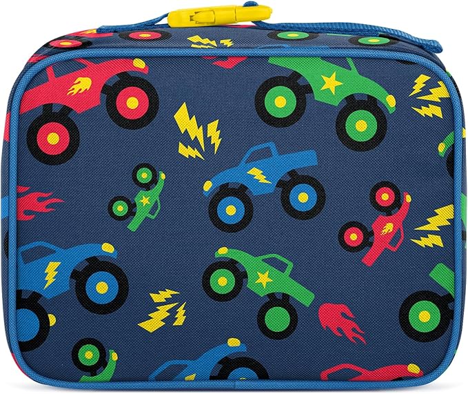 Simple Modern Kids Lunch Box for School | Reusable Insulated Lunch Bag for Toddler, Girl, and Boy | Meal Containers with Exterior & Interior Pockets | Hadley Collection | Monster Truck Rally