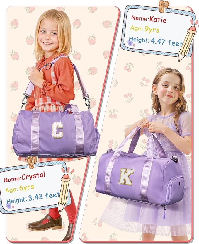 Graduation Gifts for Girls-Girl Gym Bag with Shoe Compartment, Kid Personalized Weekender Overnight Bags, Initial Travel Tote with Makeup Pouch, Gift Ideas for Niece Sister (Letter W)