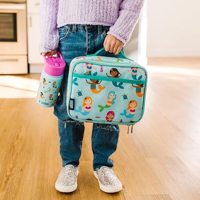 Wildkin Kids Insulated Lunch Box – Durable and Reusable for School & Travel - Mermaids