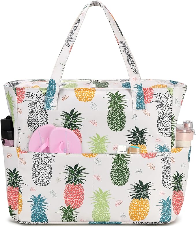 Waterproof Beach Tote Pool Bags for Women Ladies Extra Large Gym Tote Carry On Bag With Wet Compartment for Weekender Travel