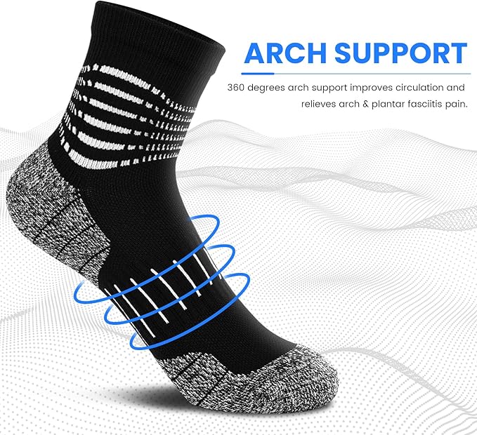 IRAMY Ankle Compression Socks for Men Athletic Running Socks with Cushioned Support 3 Pairs