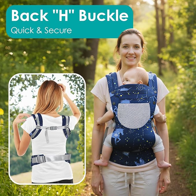 Unicorn Newborn Baby Front Carrier Backpack, Toddler Baby Body Carrier, 7-66 Lbs Ergonomic Design, Lumbar Support, Lightweight