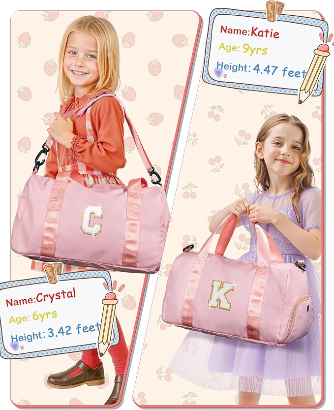 Graduation Gifts for Girls-Girl Gym Bag with Shoe Compartment, Kid Personalized Weekender Overnight Bags, Initial Travel Tote with Makeup Pouch, Gift Ideas for Niece Sister (Letter O)
