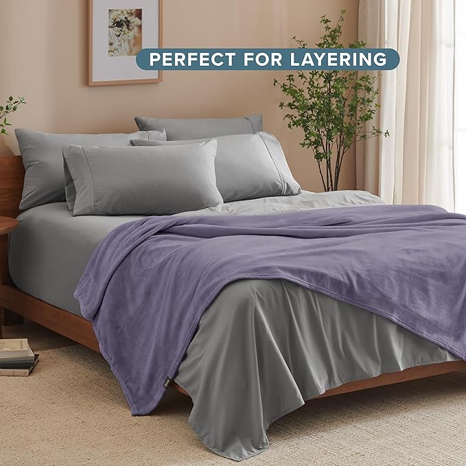Bare Home Fleece Blanket - Twin/Twin Extra Long - Ultra-Soft Lightweight for Bed, Sofa, and Couch - Luxury Microplush - Cozy Warm Blanket (Twin/Twin XL, Dusty Purple)