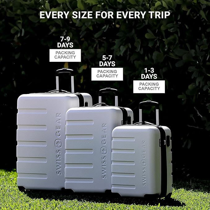SwissGear 7366 Hardside Expandable Luggage with Spinner Wheels, White, Checked-Medium 23-Inch