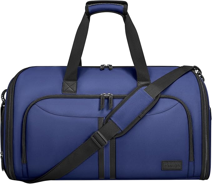 BALEINE Convertible Garment Bag with Shoe Compartment, 2 in 1 Carry on Garment Duffle Bags for Travel, Suit Bag for Men Women (Navy)