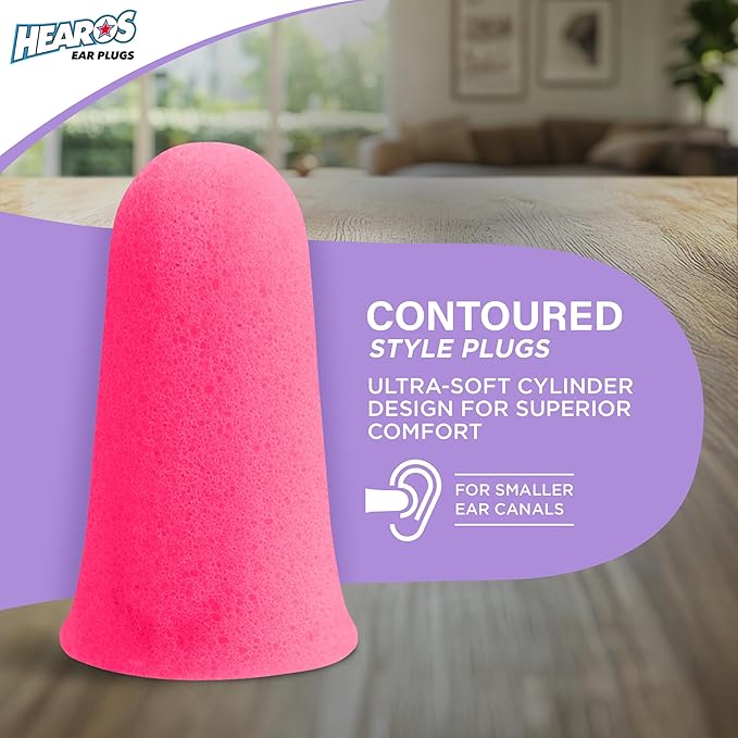 Hearos Sleep Pretty Tonight Foam Ear Plugs, Hearing Protection, 32 NRR, 12 Pair,Purple,5803