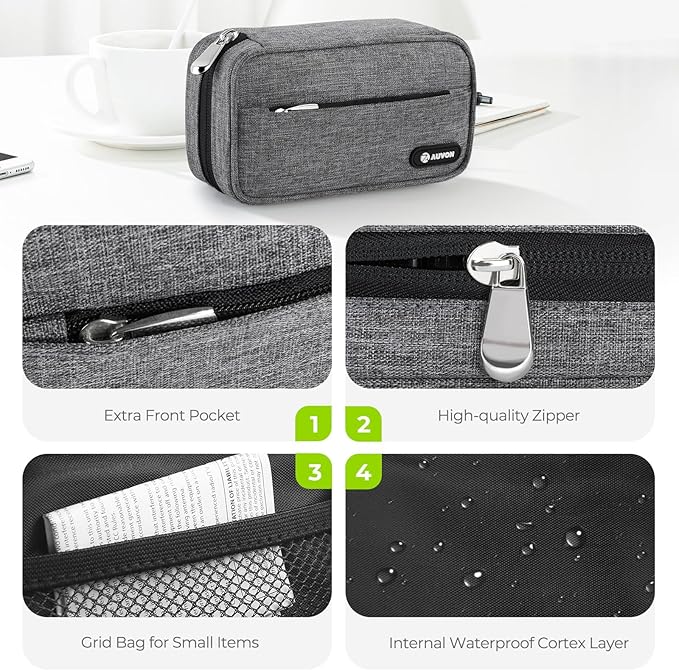 AUVON Canvas Bag XL Weekly Pill Organizer 2 Times a Day, Travel Pill Box 7 Day with One-Side Large Opening, AM PM Pill Case with Portable Cloth Bag for Supplements, Vitamins, Fish Oils