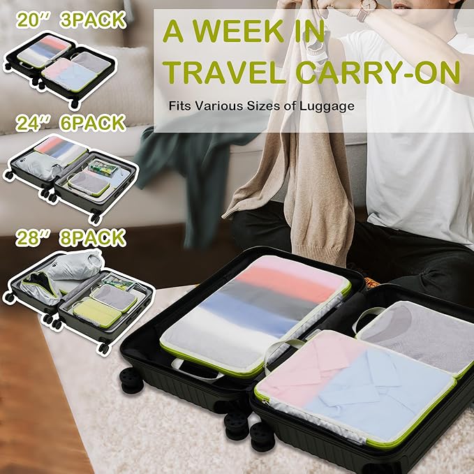 Cipway Mesh Compression Packing Cubes, Ultralight See Through Luggage Organizer Bags, Travel Essentials for Carry on Suitcase（3 Pcs,White）