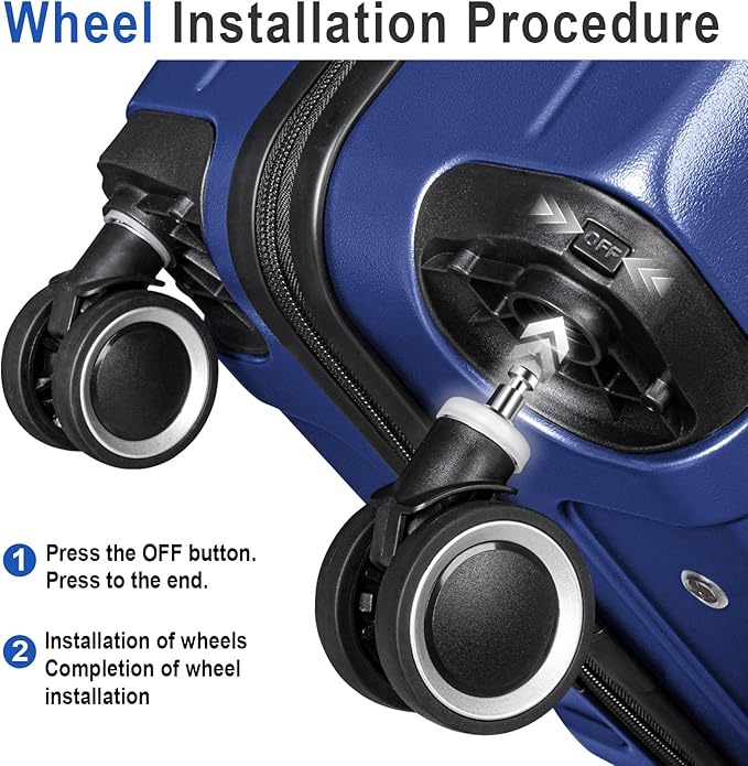 Luggage Sets 3 Piece, ABS Lightweight 20in/24in/28in Luggage, Expandable Carry On Suitcase Set with TSA Lock & Double Wheels, Front Open Hardshell Luggage Sets (Blue)