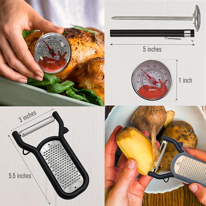 BOMKI Grilling & Camping Cooking Utensils - BBQ & Camping Kitchen Set - Cookware Accessories - Black Pro
