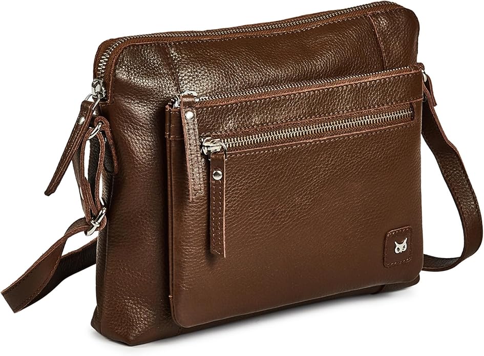 Wise Owl Accessories Small Soft Pebbled Real Leather Crossbody Handbags Purses Sling Crossover Shoulder Bag