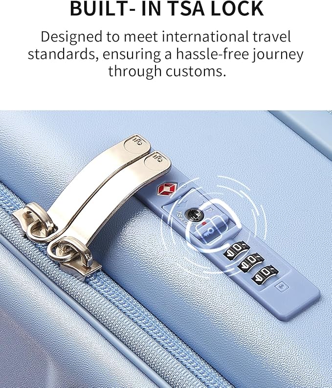 aji Expandable Top Opening Carry On Luggage Airline Approved, 20 Inch Lightweight Hardside Carry On Suitcase with Spinner Wheels, Travel Luggage with Laptop Compartment for Women Men, Blueberry Blue