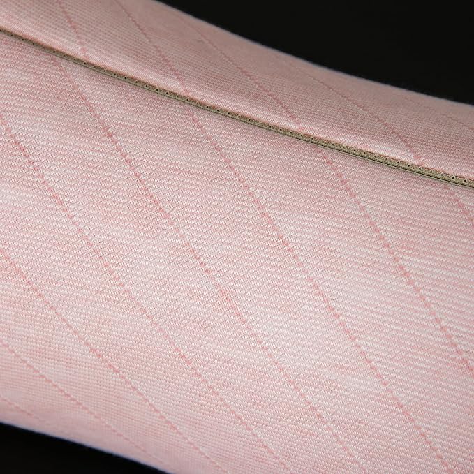Buckwheat Neck Support Pillow Cervical Neck Cylinder Bolster Pillow Neck Pain Relief Breathable Comfortable for Back and Side Sleepers Round Pillows for Lunch Break Pink, 6x15 Inch