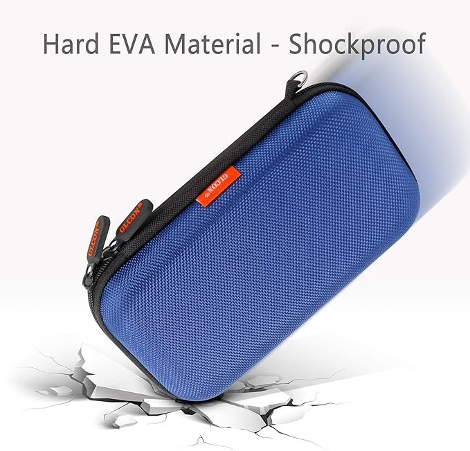 Blue Shockproof Charger Carrying Case - GLCON Small Hard Travel EVA Case for WD Seagate Toshiba Hard Drive, Power Bank, Electronic Accessories, Cord, Cable - High Protection Portable Storage Bag
