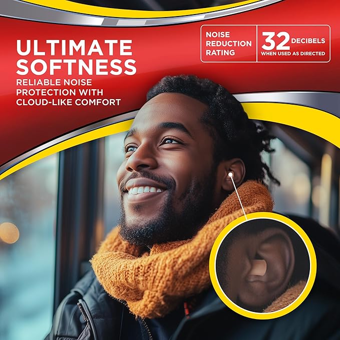 HEAROS Ultimate Softness Foam Disposable Earplugs, NRR 32, 100 Pair, PU Foam, Hearing Protection, Beige (5299)