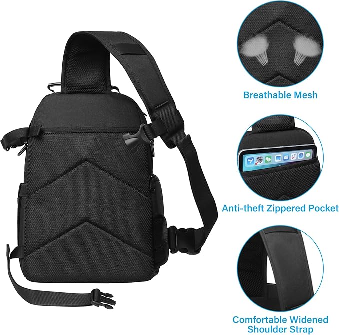 MOSISO Camera Sling Bag, DSLR/SLR/Mirrorless Camera Case Crossbody Photography Backpack with Tripod Holder&Removable Modular Inserts&PU Handle Compatible with Canon/Nikon/Sony, Black