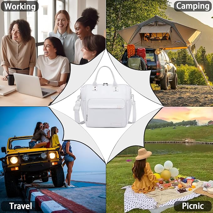 TuErCao White Lunch Bag Fits Bento Boxes, Snack and Foods, Cooler Bags Insulated Lunch Box for Women for Work