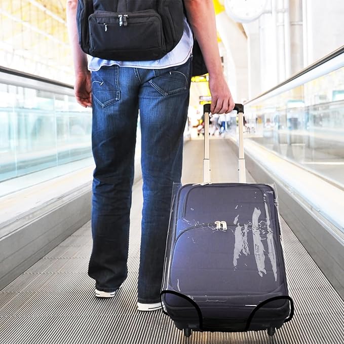 HYPER VENTURE Clear PVC Luggage Cover Full Transparent Suitcase Protector Fits 20 Inch Luggage, S