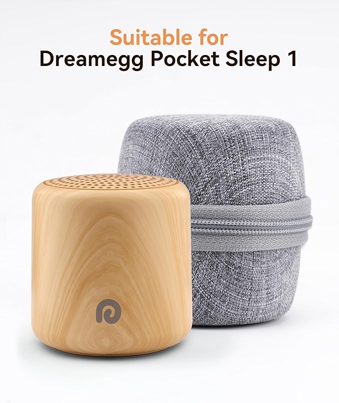 Dreamegg Portable White Noise Machine with Travel Case - Egg-Sized Sound Machine for Baby & Adult Sleep, 16 Soothing Sounds, 1000mAh Battery, Timer, Sound Machine for Baby Adults Home Gift, Wood