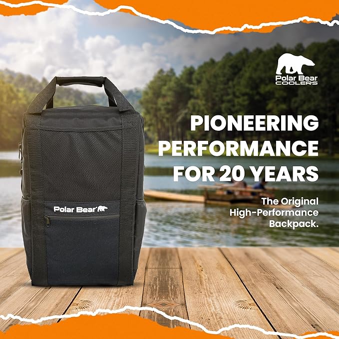 Polar Bear Coolers - Soft-Sided Backpack Cooler - Insulated Backpack for Hiking, Camping, Travel, or Fishing - Heavy-Duty & Portable - Sweat & Leak Proof - Keeps Ice up to 24 hrs