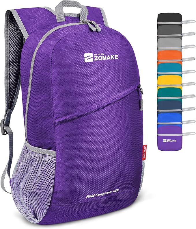 ZOMAKE Lightweight Packable Backpack 20L, Foldable Backpacks Small Daypack for Hiking Water Resistant Day Bag for Travel