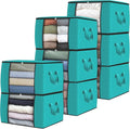 Fab totes 8 Pack Clothes Storage, Foldable Thick Fabric Blanket Storage Bags, Containers for Organizing Bedroom, Closet, Clothing, Comforter,Closet Organization with Handle,Green