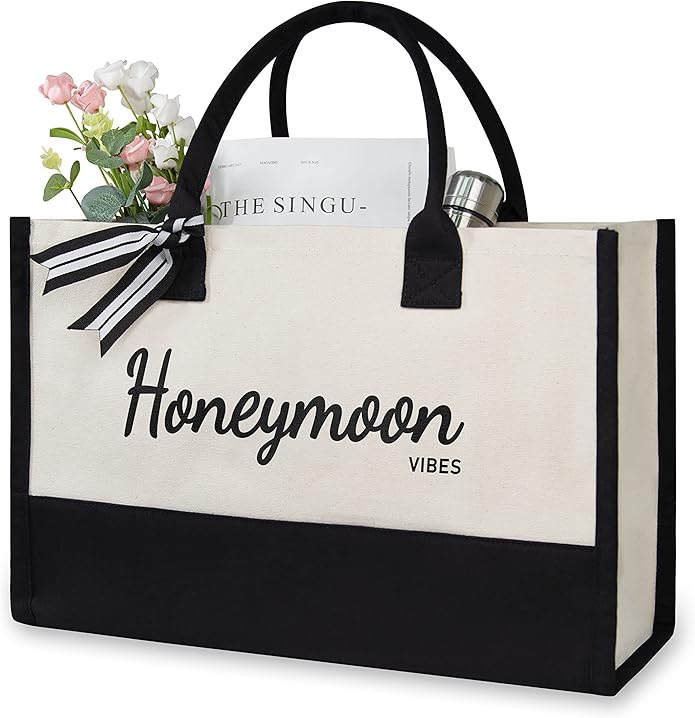 TOPDesign Canvas Tote Bag, Bridal Shower Gifts for Bride, Wedding Bachelorette Bride Gifts Shoulder Bag
