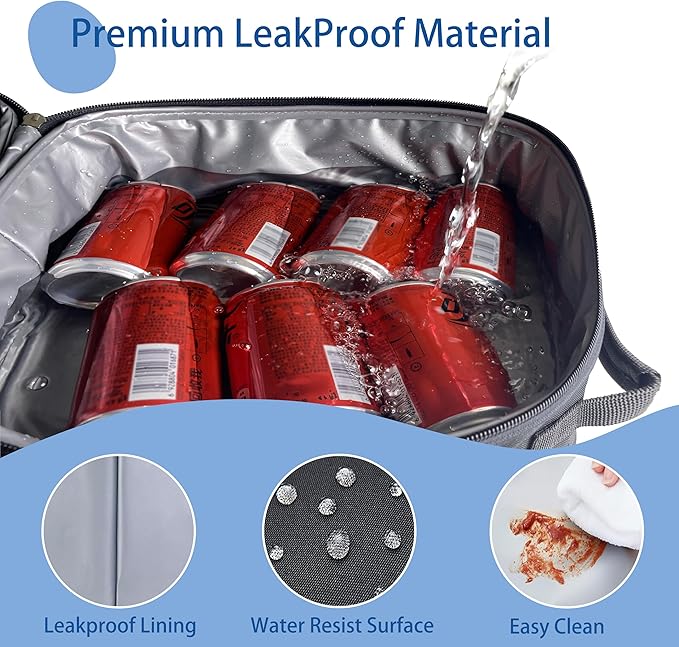 Expandable Lunch Bag for Men, (10.7L) Insulated Lunch Box, Portable Large Cooler Bag with Shoulder Straps for Men Women Adult for Work College Travel, Black