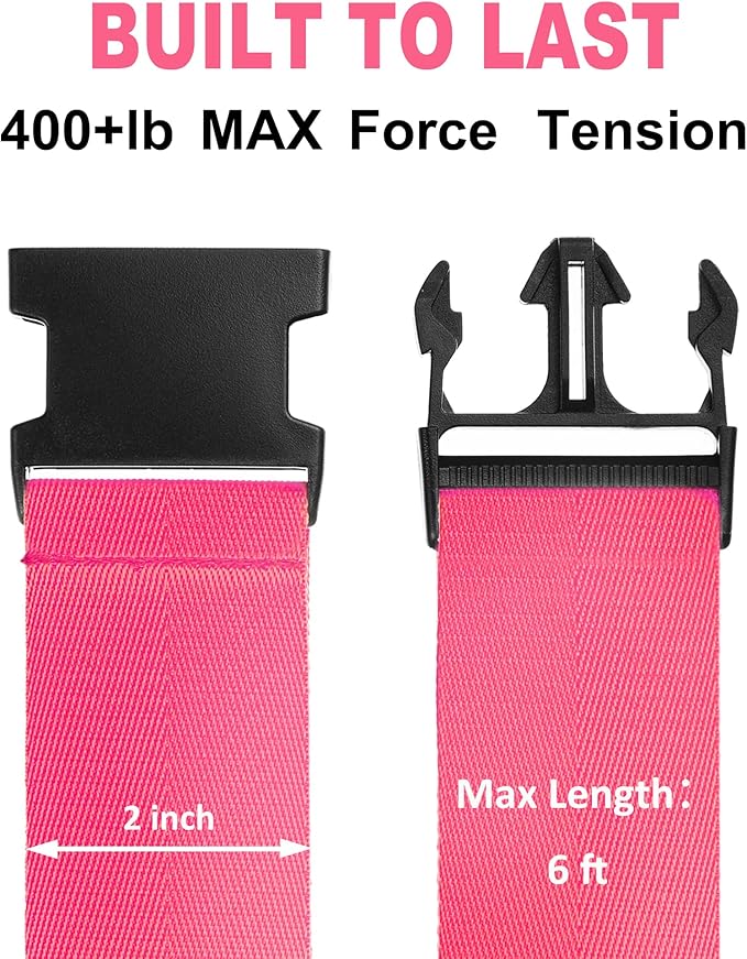 Luggage Straps for Suitcases TSA Approved Travel Belt 8 Pack by Chelmon (Rose Red)