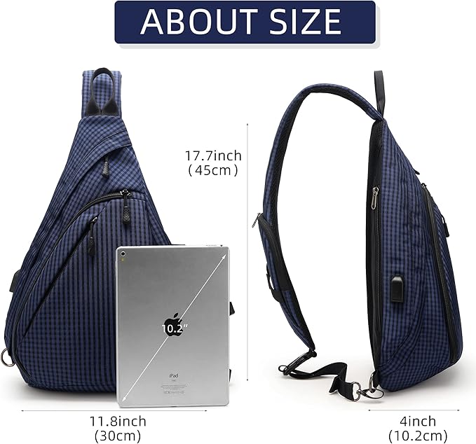 Water-Proof Sling bag/Crossbody Backpack/Shoulder Bag with USB Charging Port for Travel, Hiking, Cycling, Camping